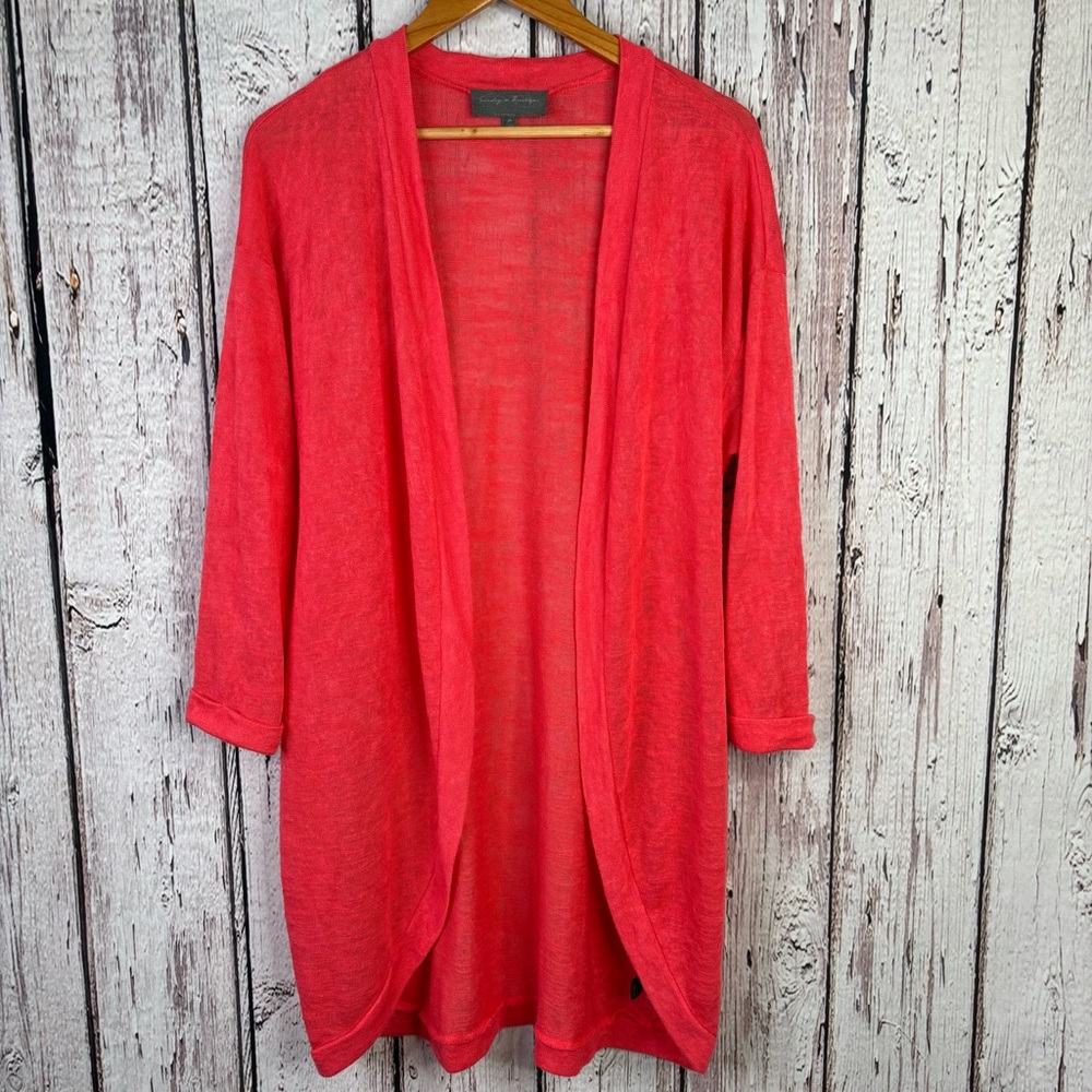 Sunday in Brooklyn Lightweight Open Front‎ Cardigan Sweater Coral Medium *Read*
